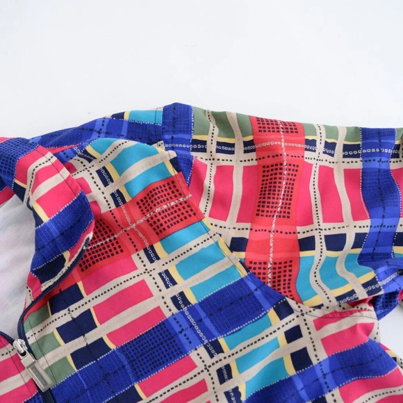 Vintage 90'S Koret Pink & Blue Checker  Pattern Zip Up Bomber Jacket L - Picture 10 of 12